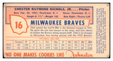 1954 Johnston Cookies #016 Chet Nichols Braves VG 494484