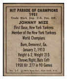 1951 Berk Ross #001-7 Johnny Mize Yankees EX 494549