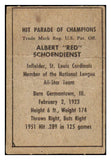 1952 Berk Ross Red Schoendienst Cardinals FR-GD 494573