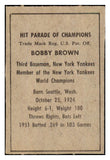 1952 Berk Ross Bobby Brown Yankees VG-EX 494614