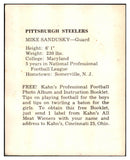 1961 Kahns Football Mike Sandusky Steelers VG 494656