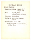 1963 Kahns Football Bernie Parrish Browns NR-MT 494665