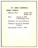 1963 Kahns Football Sonny Randle Cardinals NR-MT 494667