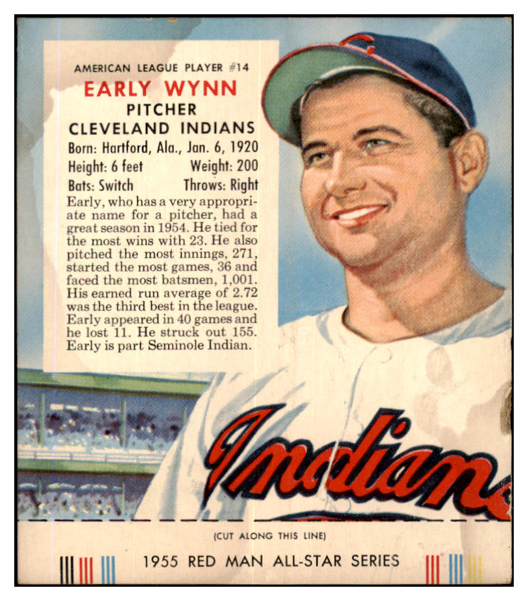 1955 Red Man #014AL Early Wynn Indians FR-GD w Tab 494678