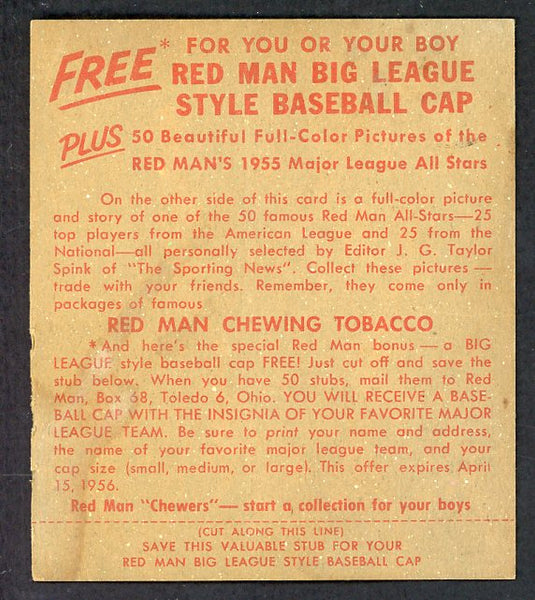 1955 Red Man #014AL Early Wynn Indians FR-GD w Tab 494678