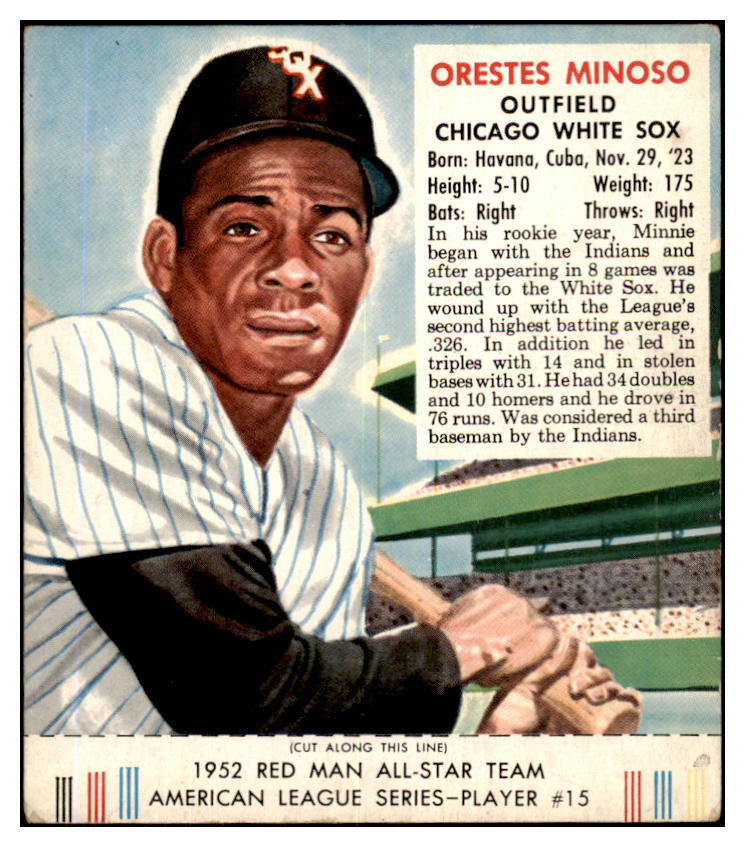 1952 Red Man #015AL Minnie Minoso White Sox VG w Tab 494685