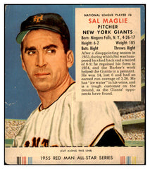 1955 Red Man #006NL Sal Maglie Giants VG w Tab 494698