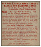 1953 Red Man #004NL Joe Black Dodgers EX w Tab 494723