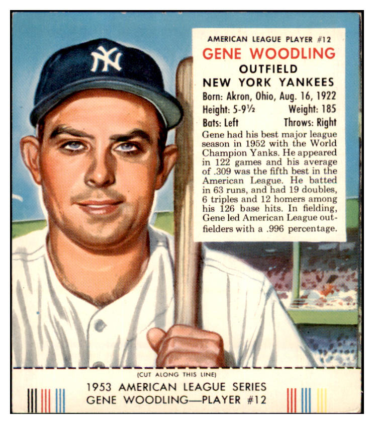 1953 Red Man #012AL Gene Woodling Yankees EX w Tab 494724