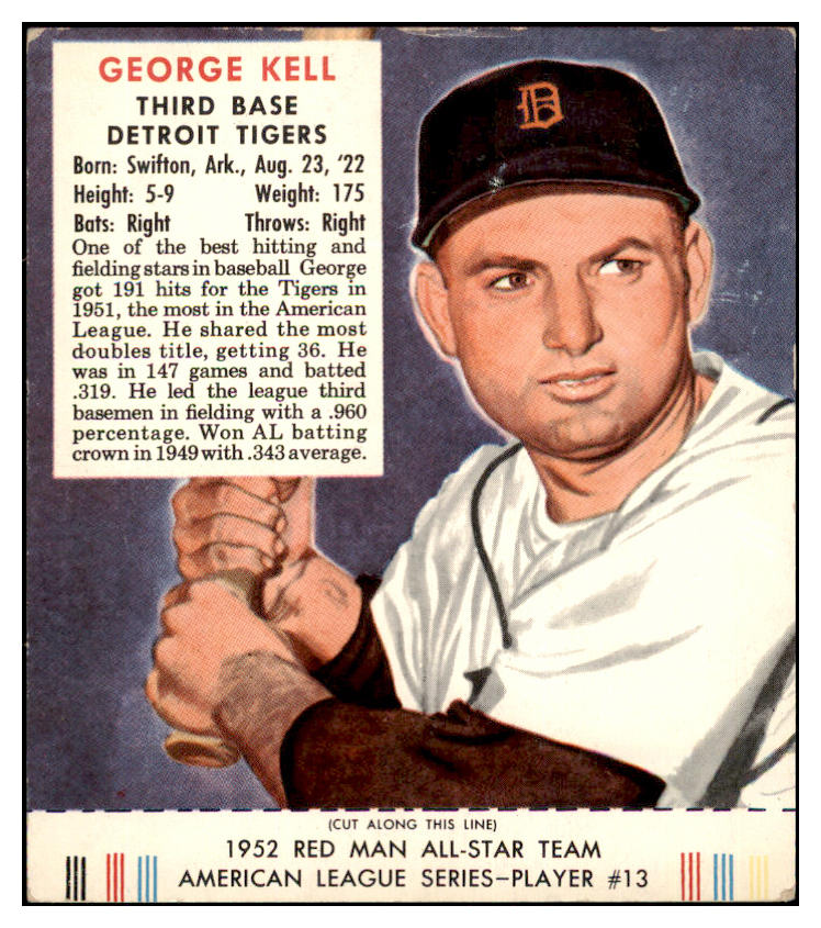 1952 Red Man #013AL George Kell Tigers VG-EX w Tab 494740