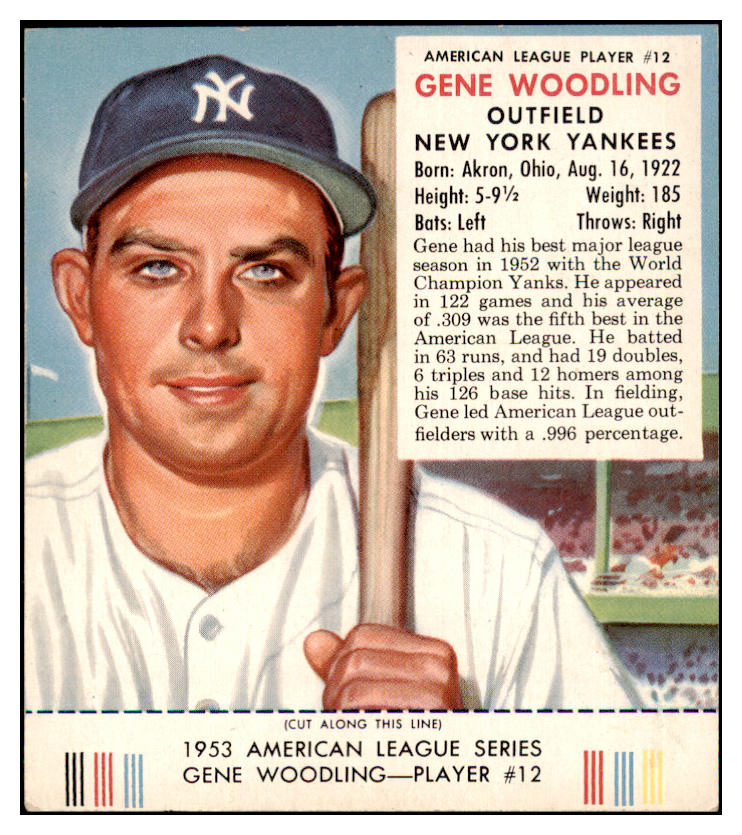 1953 Red Man #012AL Gene Woodling Yankees VG-EX w Tab 494741