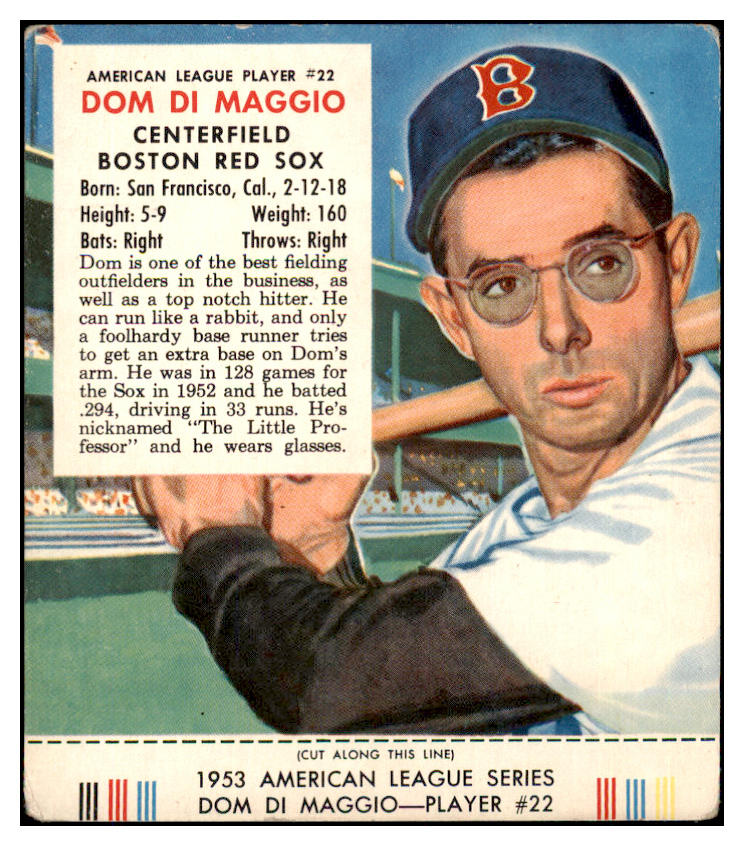 1953 Red Man #022AL Dom DiMaggio Red Sox VG w Tab 494752
