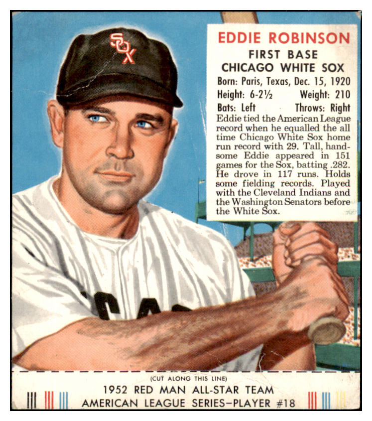 1952 Red Man #018AL Eddie Robinson White Sox GD-VG w Tab 494754