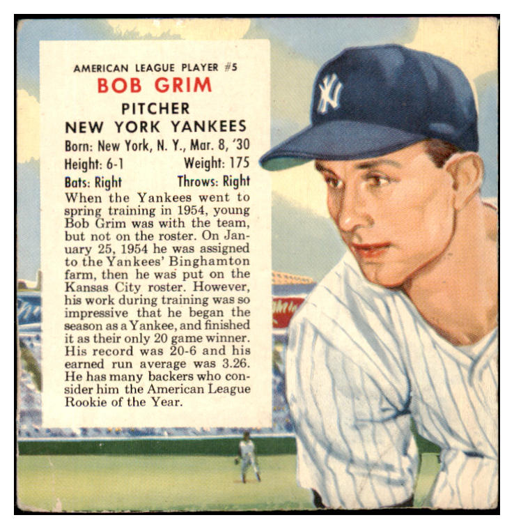 1955 Red Man #005AL Bob Grim Yankees GD-VG No Tab 494759