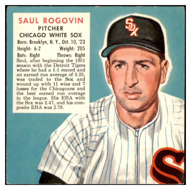 1952 Red Man #019AL Saul Rogovin White Sox VG No Tab 494785