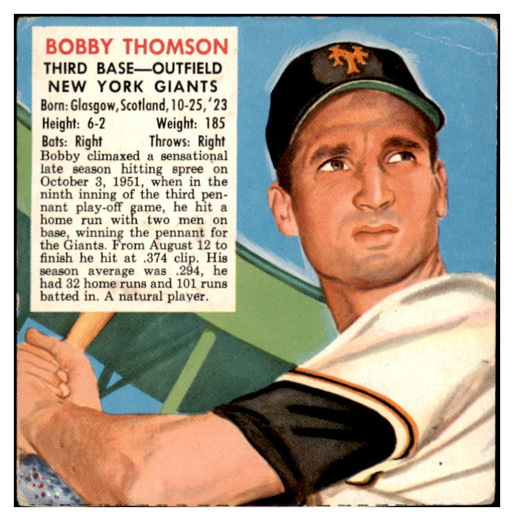 1952 Red Man #024NL Bobby Thomson Giants VG No Tab 494790