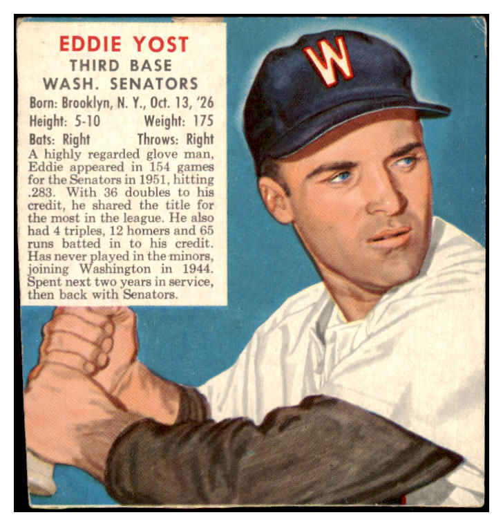 1952 Red Man #025AL Eddie Yost Senators Good No Tab 494796