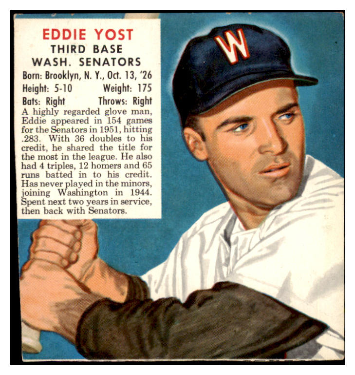 1952 Red Man #025AL Eddie Yost Senators Good No Tab 494797