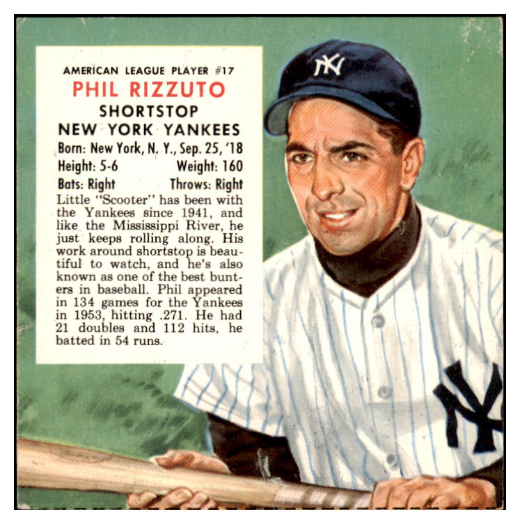 1954 Red Man #017AL Phil Rizzuto Yankees FR-GD No Tab 494802