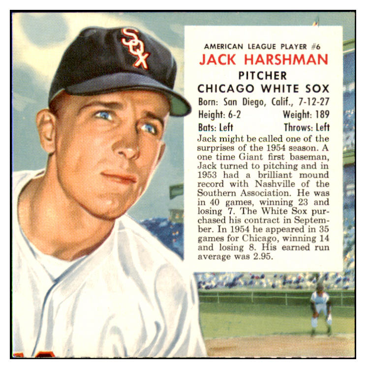 1955 Red Man #006AL Jack Harshman White Sox VG No Tab 494812