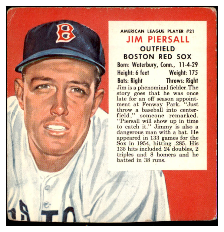 1955 Red Man #021AL Jimmy Piersall Red Sox VG No Tab 494813