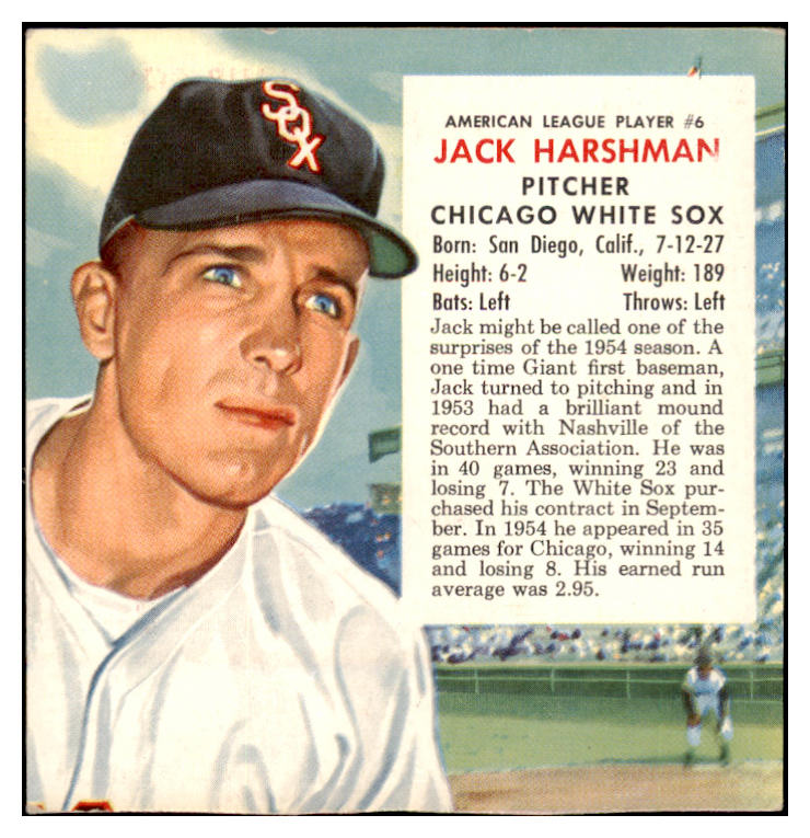 1955 Red Man #006AL Jack Harshman White Sox EX No Tab 494818
