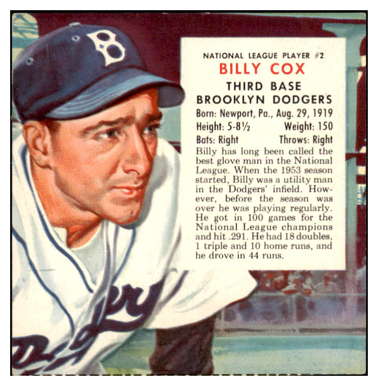 1954 Red Man #002NL Billy Cox Dodgers EX No Tab 494819
