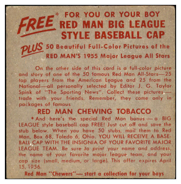 1955 Red Man #025NL Marv Grissom Giants VG-EX No Tab 494827