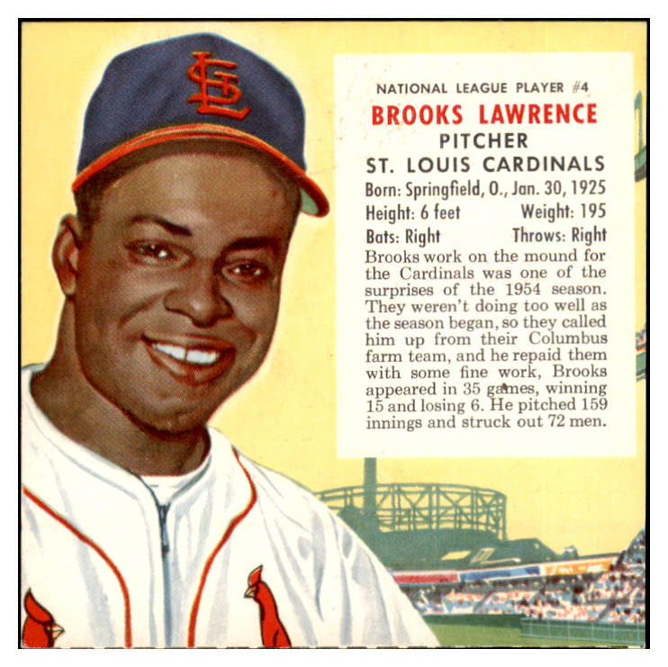 1955 Red Man #004NL Brooks Lawrence Cardinals VG-EX No Tab 494830