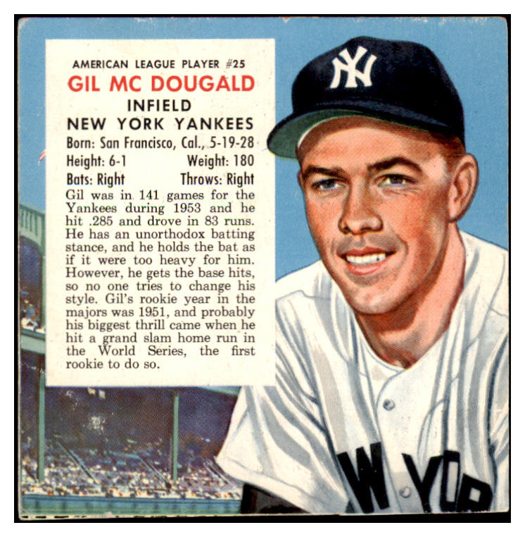 1954 Red Man #025AL Gil McDougald Yankees VG-EX No Tab 494835