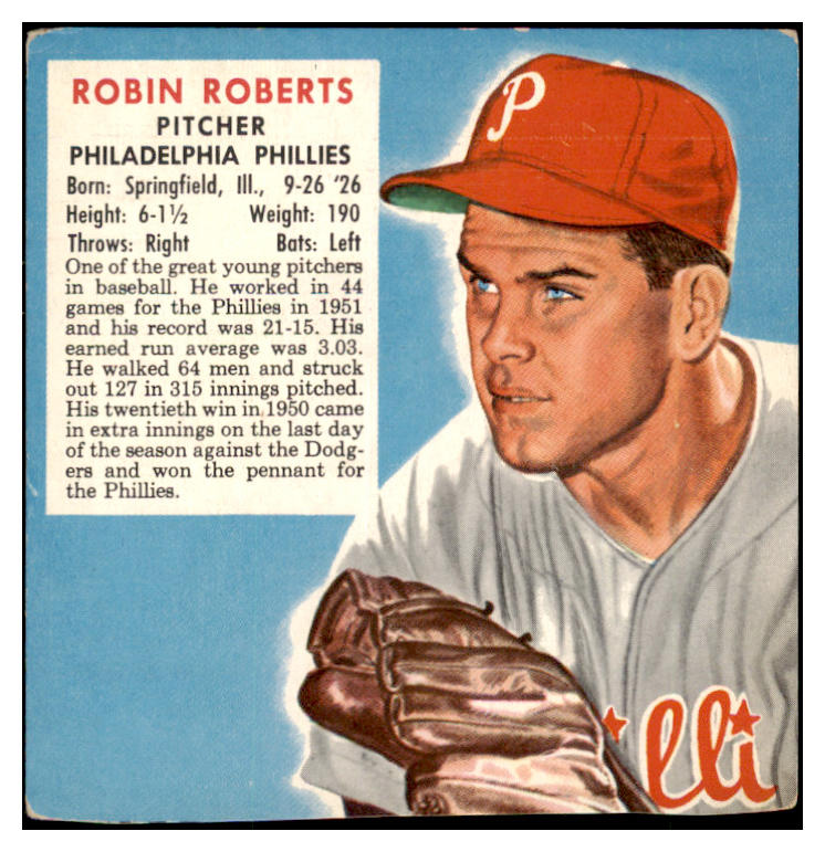 1952 Red Man #018NL Robin Roberts Phillies VG-EX No Tab 494842