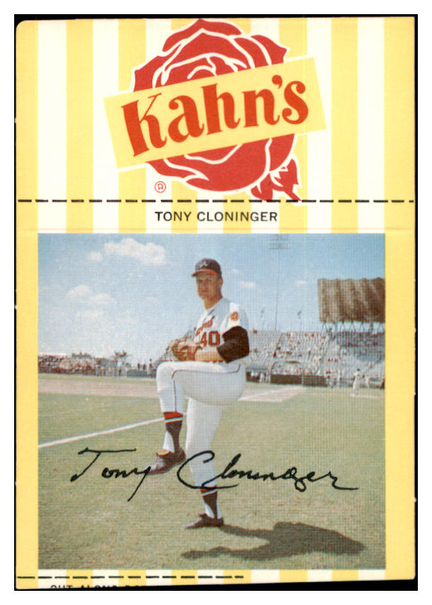 1967 Kahns Baseball Tony Cloninger Braves NR-MT 494848