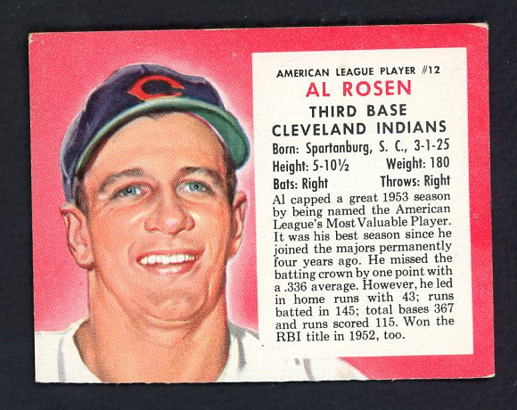 1954 Red Man #012AL Al Rosen Indians PR-FR No Tab 494862