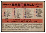 1958 Topps Baseball #377 Milwaukee Braves Team VG Marked Numerical 494868