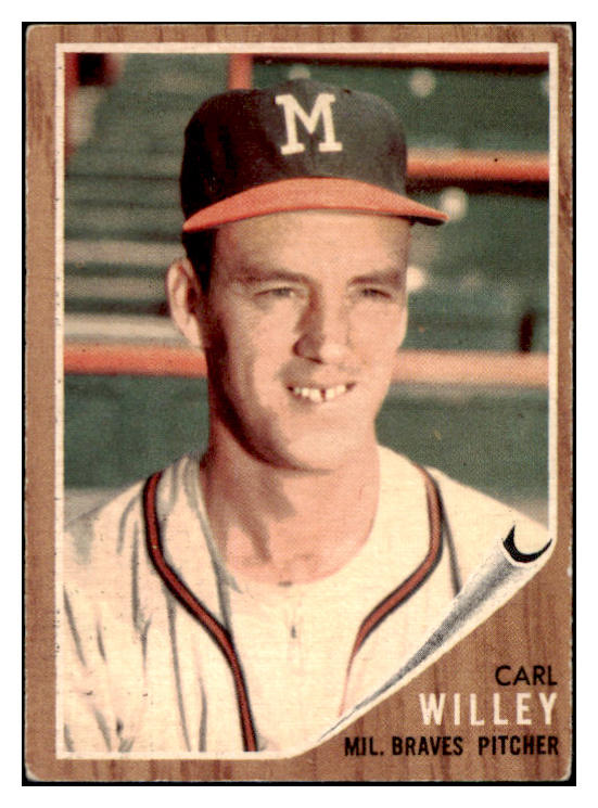 1962 Topps Baseball #174 Carl Willey Braves VG-EX Variation 494923