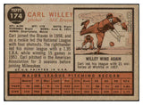 1962 Topps Baseball #174 Carl Willey Braves VG-EX Variation 494923