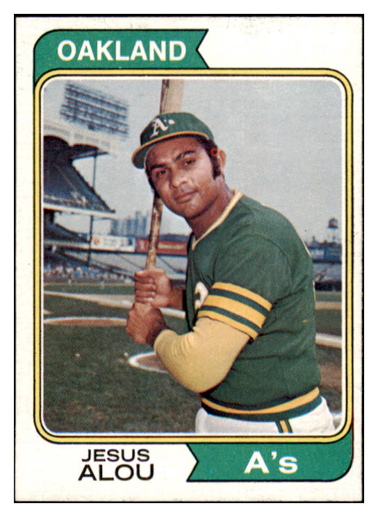 1974 Topps Baseball #654 Jesus Alou A's EX-MT Variation 495004