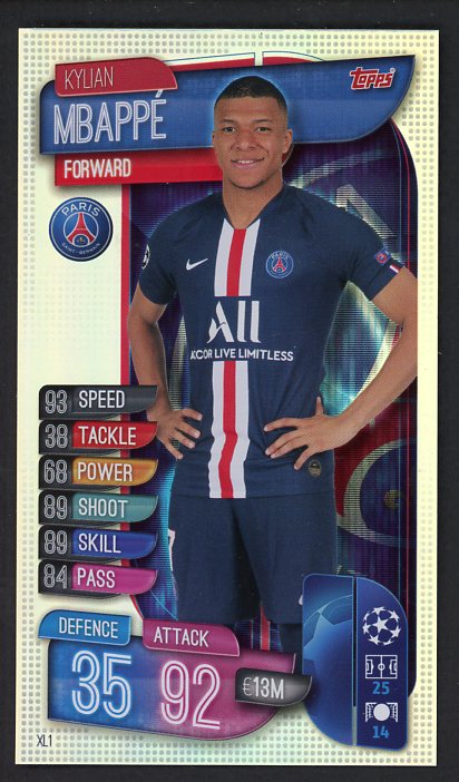 2019 Topps Match Attax #XL1 Kylian Mbappe PSG NR-MT 495011