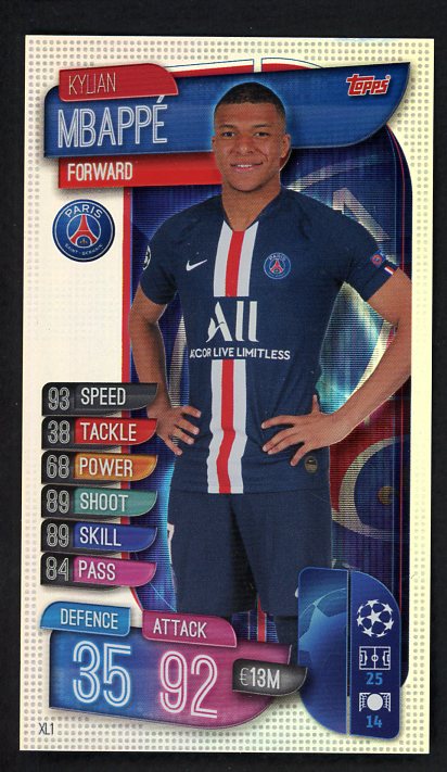 2019 Topps Match Attax #XL1 Kylian Mbappe PSG NR-MT 495013