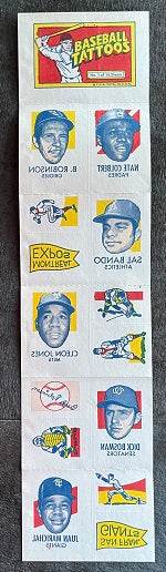 1971 Topps Baseball Tattoo Sheet #001 Brooks Robinson Juan Marichal EX 495065