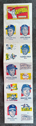 1971 Topps Baseball Tattoo Sheet #003 Reggie Jackson Jim Palmer EX 495069
