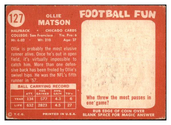 1958 Topps Football #127 Ollie Matson Cardinals VG  495249