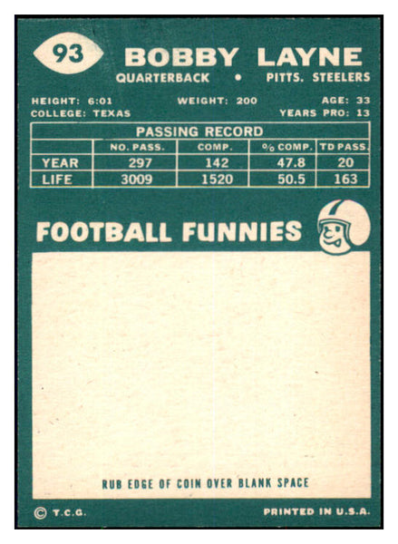1960 Topps Football #093 Bobby Layne Steelers EX 495268