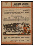 1962 Topps Football #001 John Unitas Colts GD-VG 495283
