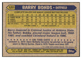 1987 Topps #320 Barry Bonds Pirates NR-MT 495373