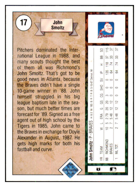 1989 Upper Deck #017 John Smoltz Braves NR-MT 495383