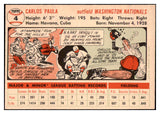 1956 Topps Baseball #004 Carlos Paula Senators NR-MT White 495452