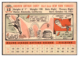 1956 Topps Baseball #012 Andy Carey Yankees EX-MT White 495461
