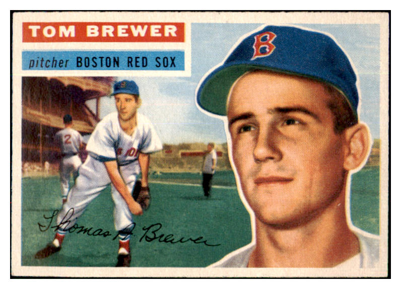 1956 Topps Baseball #034 Tom Brewer Red Sox NR-MT White 495486