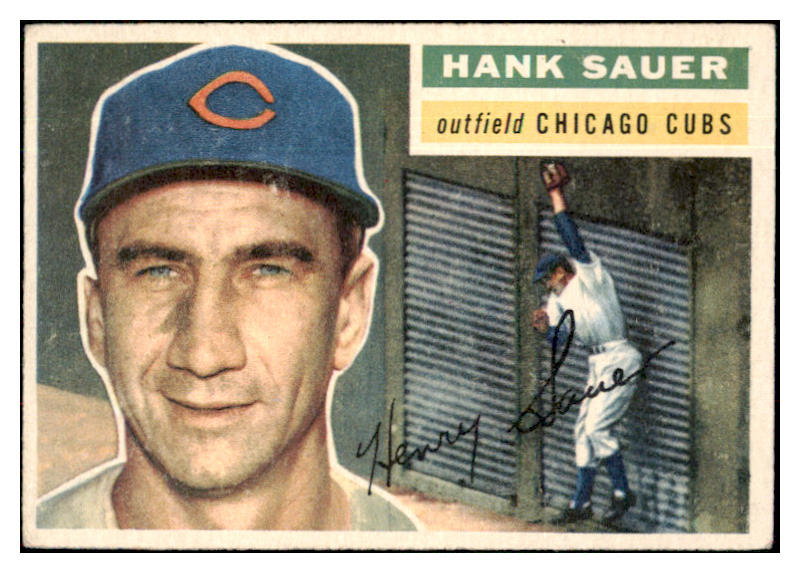 1956 Topps Baseball #041 Hank Sauer Cubs EX-MT White 495501